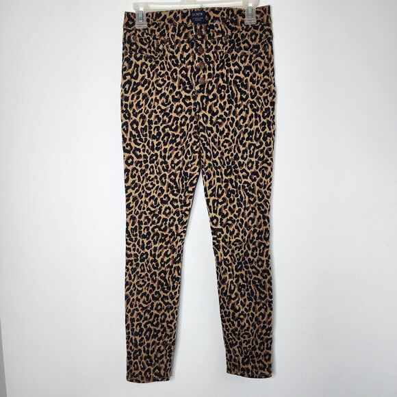 J CREW Factory Womens Size 26 Leopard Print 9" High Rise Button Fly Skinny Jeans - Picture 2 of 9